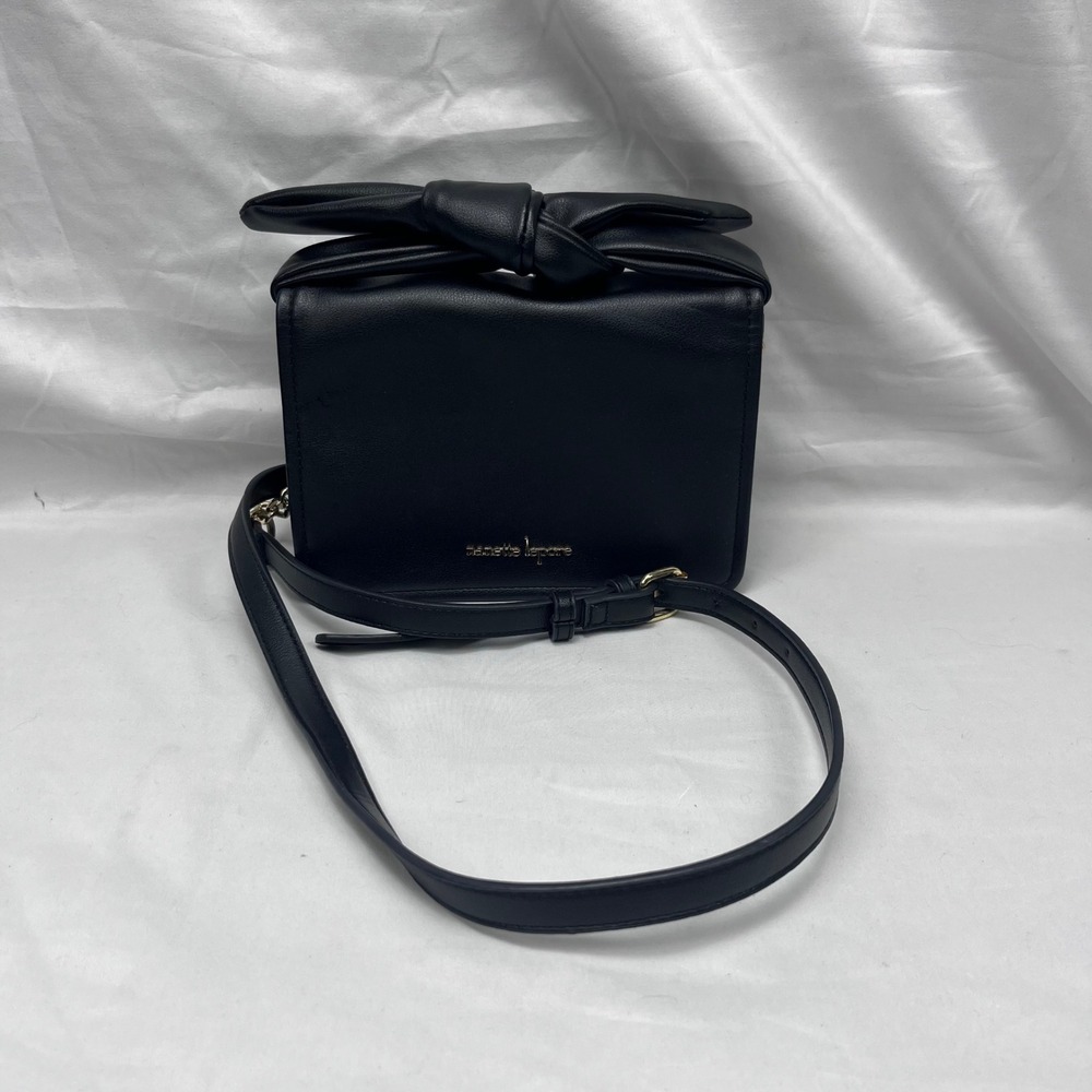 Nanette‎ Lepore Crossbody Shoulder Bag Black Bow Flap Messenger Purse